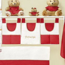 Porta Fraldas Varão Príncipe Vermelho 100% Algodão 3 Peças Porta Fraldas Varão Príncipe Vermelho 100% Algodão 3 Peças