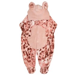 Macacão de Bebê Gatinha Rosê Plush com Capuz Macacão de Bebê Gatinha Rosê Plush com Capuz