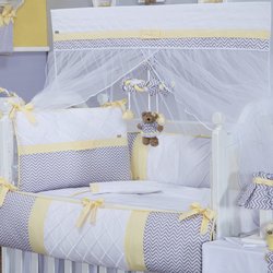 Kit Berço Chevron Noblesse Amarelo 100% Algodão 9 Peças Kit Berço Chevron Noblesse Amarelo 100% Algodão 9 Peças