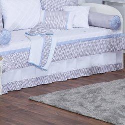Saia de Cama Babá Chevron Noblesse Azul 100% Algodão Saia de Cama Babá Chevron Noblesse Azul 100% Algodão