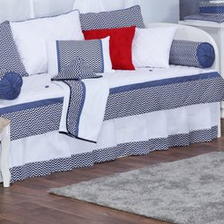 Saia de Cama Babá Chevron Noblesse Azul Marinho 100% Algodão Saia de Cama Babá Chevron Noblesse Azul Marinho 100% Algodão