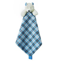 Naninha de Bebê Urso Xadrez Azul Malha 100% Algodão Naninha de Bebê Urso Xadrez Azul Malha 100% Algodão