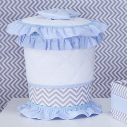 Lixeira Decorada Chevron Noblesse Azul Lixeira Decorada Chevron Noblesse Azul