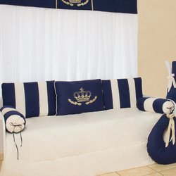 Kit Cama Babá Coroa Real Azul Marinho 100% Algodão 6 Peças Kit Cama Babá Coroa Real Azul Marinho 100% Algodão 6 Peças
