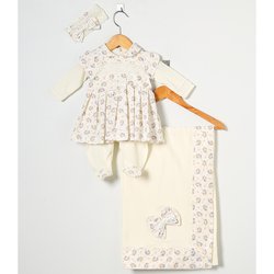 Saída de Maternidade Boneca Floral Azul 3 Peças Saída de Maternidade Boneca Floral Azul 3 Peças