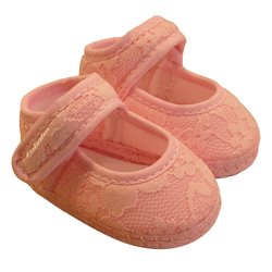 Sapatinho Bebê Menina Rendinha Rosa Sapatinho Bebê Menina Rendinha Rosa