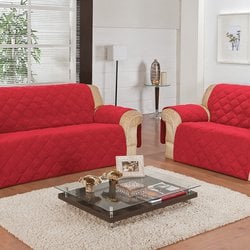 Protetor de Sofá Microfibra Vermelho 2 Peças Protetor de Sofá Microfibra Vermelho 2 Peças