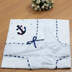 Manta de Bebê Náutico Azul Marinho 100% Algodão Manta de Bebê Náutico Azul Marinho 100% Algodão