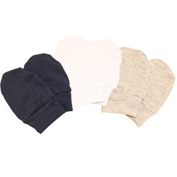 Kit Luvinhas Baby Malha Marinho - Cinza - Branco 3 Peças Kit Luvinhas Baby Malha Marinho - Cinza - Branco 3 Peças