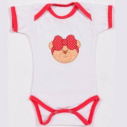 Body de Bebê Manga Curta Ursinha Lacinho Vermelho Body de Bebê Manga Curta Ursinha Lacinho Vermelho
