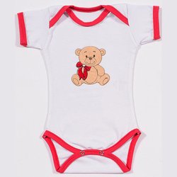 Body de Bebê Manga Curta Ursinho Lacinho Vermelho Body de Bebê Manga Curta Ursinho Lacinho Vermelho