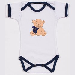 Body de Bebê Manga Curta Ursinho Lacinho Marinho Body de Bebê Manga Curta Ursinho Lacinho Marinho