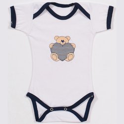Body de Bebê Manga Curta Ursinho Coração Marinho Body de Bebê Manga Curta Ursinho Coração Marinho