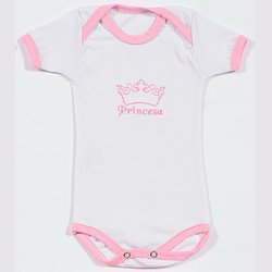 Body de Bebê Manga Curta Princesa Rosa Body de Bebê Manga Curta Princesa Rosa