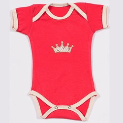 Body de Bebê Manga Curta Coroa Vermelho Body de Bebê Manga Curta Coroa Vermelho