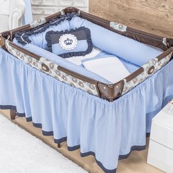 Kit Berço Desmontável Príncipe Azul 100% algodão 9 Peças Kit Berço Desmontável Príncipe Azul 100% algodão 9 Peças