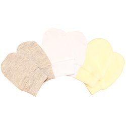 Kit Luvinhas Baby Malha Palha - Cinza - Branco 3 Peças Kit Luvinhas Baby Malha Palha - Cinza - Branco 3 Peças