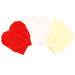 Kit Luvinhas Baby Malha Palha - Vermelho - Branco 3 Peças Kit Luvinhas Baby Malha Palha - Vermelho - Branco 3 Peças