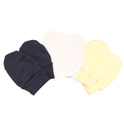 Kit Luvinhas Baby Malha Palha - Marinho - Branco 3 Peças Kit Luvinhas Baby Malha Palha - Marinho - Branco 3 Peças