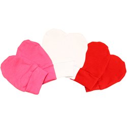 Kit Luvinhas Baby Malha Pink - Vermelho - Branco 3 Peças Kit Luvinhas Baby Malha Pink - Vermelho - Branco 3 Peças