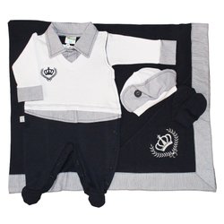 Saída de Maternidade Meu Príncipe 4 Peças Azul Marinho Saída de Maternidade Meu Príncipe 4 Peças Azul Marinho