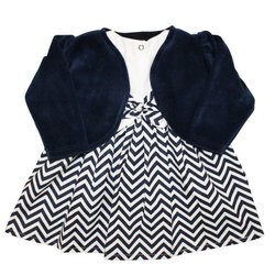 Vestido Bebê Glamour Chevron Marinho Vestido Bebê Glamour Chevron Marinho