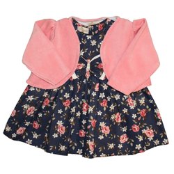 Vestido Baby Glamour Marinho com Rosê Vestido Baby Glamour Marinho com Rosê