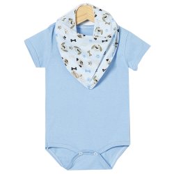Body de Bebê + Babador Ted Azul Bebê Body de Bebê + Babador Ted Azul Bebê