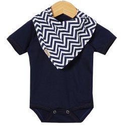 Body de Bebê Manga Curta Chevron Marinho + Babador Body de Bebê Manga Curta Chevron Marinho + Babador