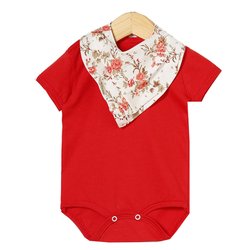 Body de Bebê Manga Curta Elegance Vermelho + Babador Body de Bebê Manga Curta Elegance Vermelho + Babador