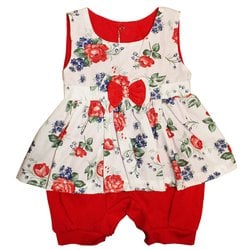 Macacão de Bebê Verão Floral Vermelho Macacão de Bebê Verão Floral Vermelho