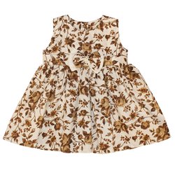Vestido Bebê Floral Palha Marrom Vestido Bebê Floral Palha Marrom