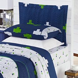 Jogo de Cama Solteiro Crossing Marinho Percal 180 Fios Jogo de Cama Solteiro Crossing Marinho Percal 180 Fios