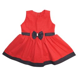 Vestido Bebê Poá Vermelho com Marinho Vestido Bebê Poá Vermelho com Marinho