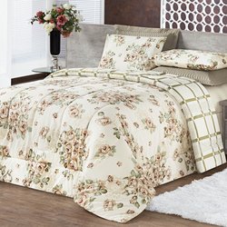 Edredom Casal Esmeralda Vintage 180 Fios Dupla Face Edredom Casal Esmeralda Vintage 180 Fios Dupla Face