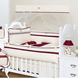 Kit Berço Marsala Palha e Bordô 8 peças 100% algodão Kit Berço Marsala Palha e Bordô 8 peças 100% algodão