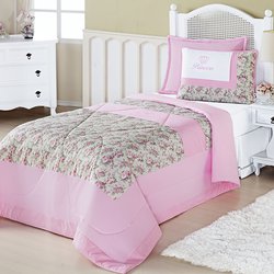 Edredom Cama Solteiro Menina Princesa Rosa 02 Peças Edredom Cama Solteiro Menina Princesa Rosa 02 Peças
