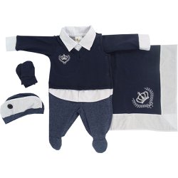 Saída de Maternidade Meu Príncipe Marinho Jeans Saída de Maternidade Meu Príncipe Marinho Jeans
