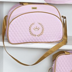 Bolsa Maternidade Puppi Coroa Rosa e Dourado M Bolsa Maternidade Puppi Coroa Rosa e Dourado M