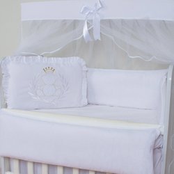 Kit Mini Berço Urso Real Branco 8 Peças 100% Algodão Kit Mini Berço Urso Real Branco 8 Peças 100% Algodão
