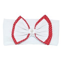 Faixa de Cabelo para Bebê Branco com Poá Vermelho Faixa de Cabelo para Bebê Branco com Poá Vermelho