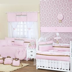 Quarto de Bebê Completo Coroa Rosa e Dourado 100% Algodão 37 Peças Quarto de Bebê Completo Coroa Rosa e Dourado 100% Algodão 37 Peças