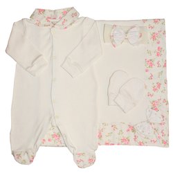 Saída de Maternidade Basic Floral Palha 4 Peças Saída de Maternidade Basic Floral Palha 4 Peças