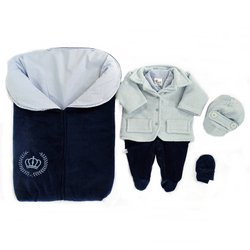 Saída de Maternidade Coroa Chic Marinho com Azul Plush Saída de Maternidade Coroa Chic Marinho com Azul Plush