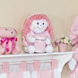 Boneca Porta Cotonete Coroa Rosa Boneca Porta Cotonete Coroa Rosa