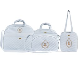 Kit Bolsa Maternidade Puppi Coroa Azul Bebê 3 Peças Kit Bolsa Maternidade Puppi Coroa Azul Bebê 3 Peças