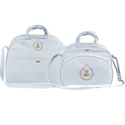 Kit Bolsa Maternidade Puppi Coroa Azul Bebê G e M Kit Bolsa Maternidade Puppi Coroa Azul Bebê G e M