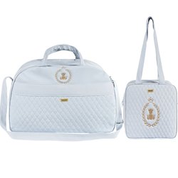 Kit Bolsa Maternidade Puppi Coroa Azul Bebê G e P Kit Bolsa Maternidade Puppi Coroa Azul Bebê G e P