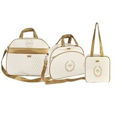Kit Bolsa Maternidade Puppi Coroa Palha e Dourado 3 Peças Kit Bolsa Maternidade Puppi Coroa Palha e Dourado 3 Peças
