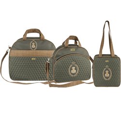 Kit Bolsa Maternidade Puppi Coroa Verde 3 Peças Kit Bolsa Maternidade Puppi Coroa Verde 3 Peças